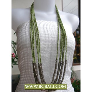 6 Strand Bcbali Necklace Fashion Beaded mixed Metal